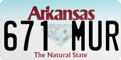 AR license plate 671MUR