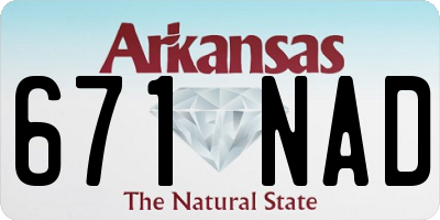 AR license plate 671NAD