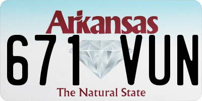 AR license plate 671VUN