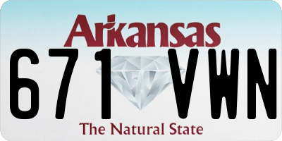 AR license plate 671VWN