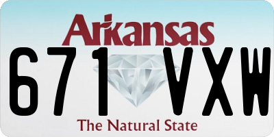 AR license plate 671VXW