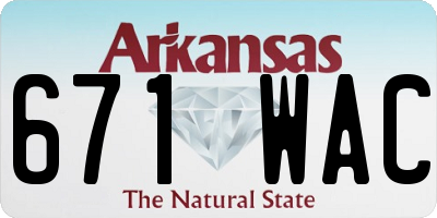 AR license plate 671WAC