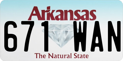 AR license plate 671WAN