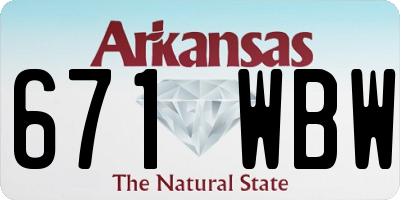 AR license plate 671WBW