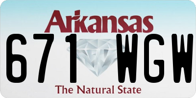 AR license plate 671WGW