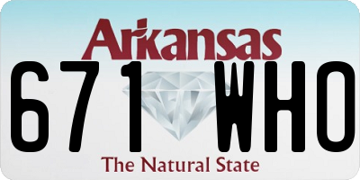 AR license plate 671WHO