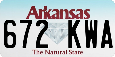 AR license plate 672KWA