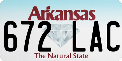 AR license plate 672LAC