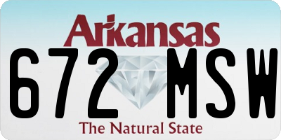 AR license plate 672MSW