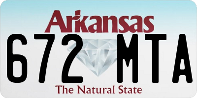 AR license plate 672MTA