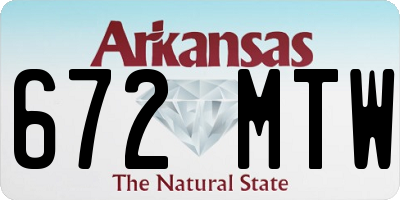 AR license plate 672MTW