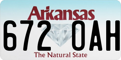 AR license plate 672OAH