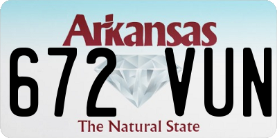 AR license plate 672VUN