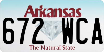 AR license plate 672WCA