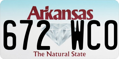 AR license plate 672WCO