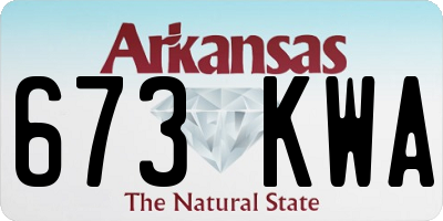 AR license plate 673KWA