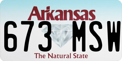 AR license plate 673MSW