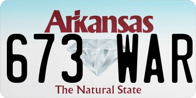 AR license plate 673WAR