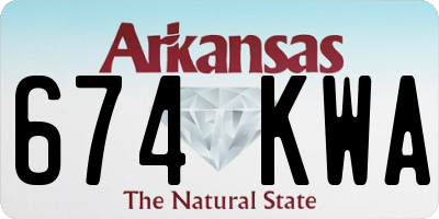 AR license plate 674KWA