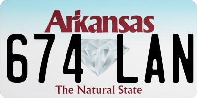 AR license plate 674LAN