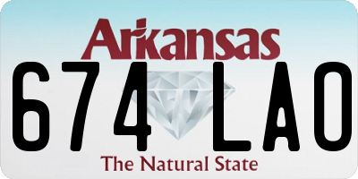AR license plate 674LAO