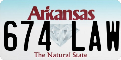 AR license plate 674LAW