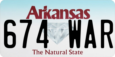 AR license plate 674WAR