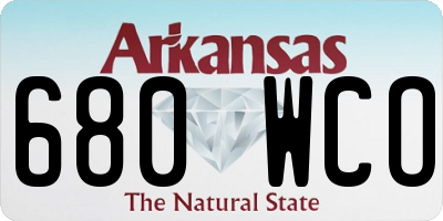 AR license plate 680WCO
