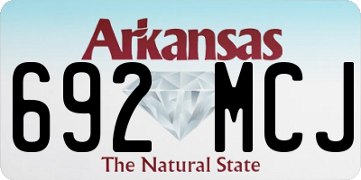 AR license plate 692MCJ