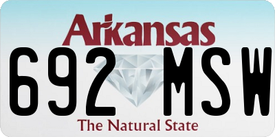 AR license plate 692MSW