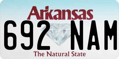 AR license plate 692NAM