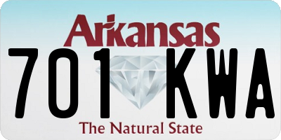 AR license plate 701KWA