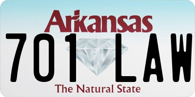 AR license plate 701LAW