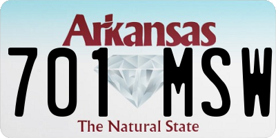 AR license plate 701MSW