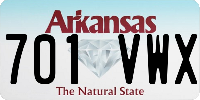 AR license plate 701VWX