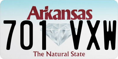 AR license plate 701VXW