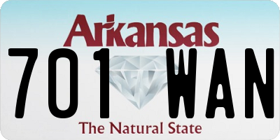 AR license plate 701WAN