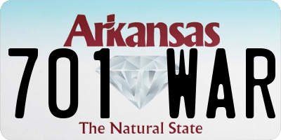 AR license plate 701WAR