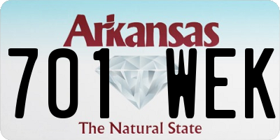 AR license plate 701WEK