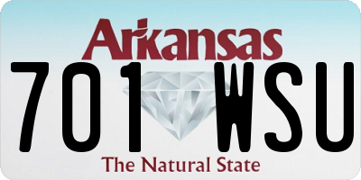 AR license plate 701WSU