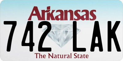 AR license plate 742LAK