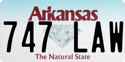 AR license plate 747LAW