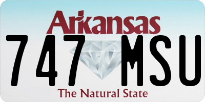 AR license plate 747MSU