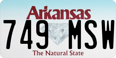 AR license plate 749MSW