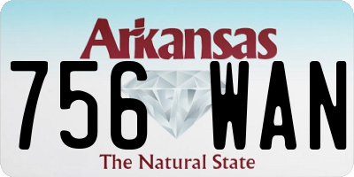 AR license plate 756WAN