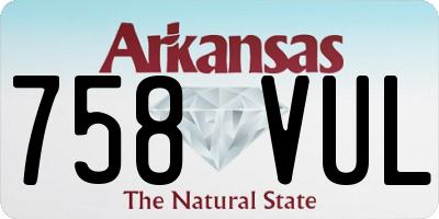 AR license plate 758VUL
