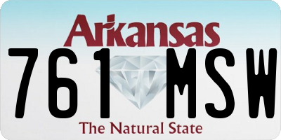 AR license plate 761MSW