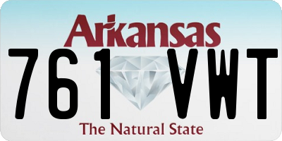 AR license plate 761VWT