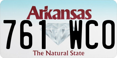 AR license plate 761WCO