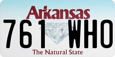 AR license plate 761WHO